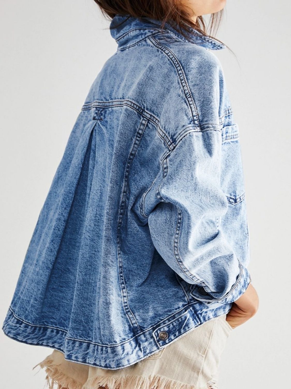 Pocketed Button Up Denim Jacket Dresses & Tops