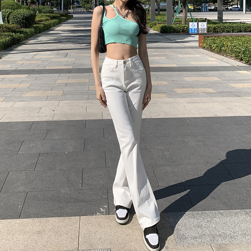 Off White High Waist Flare Pants For Women apparel & accessories