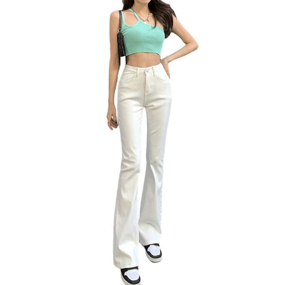 Off White High Waist Flare Pants For Women apparel & accessories