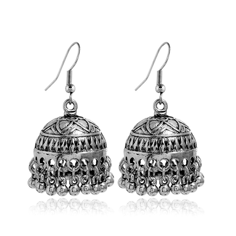 Bohemian Ethnic Carved Vintage Pattern Creative Bell Earrings Jewelry