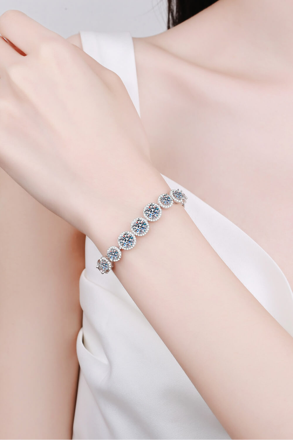 925 Sterling Silver 10.4 Carat Moissanite Bracelet apparel & accessories