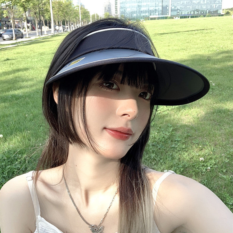 Women Summer Anti-Uv Sun Hat Wide Brim Beach Empty Top Visor Hats Adjustable Plastic Pvc Sunscreen Cap Female Outdoor Spor Cap apparels & accessories