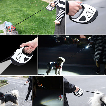 Pet Dog Automatic Retractable Fiber Leash Night Safety LED Shining Automatic Stretching Dog Hand Holding Rope Pet Supplies Pet Products