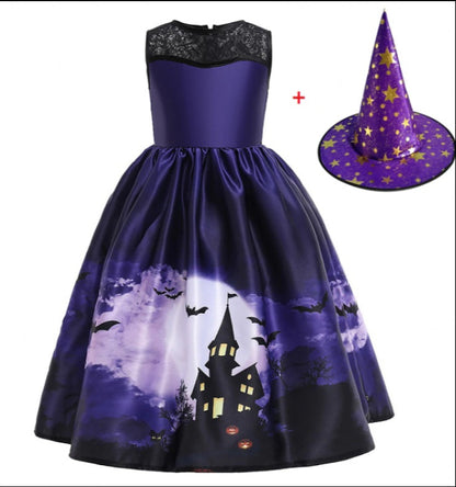 Halloween Princess Dress Printed Mesh halloween