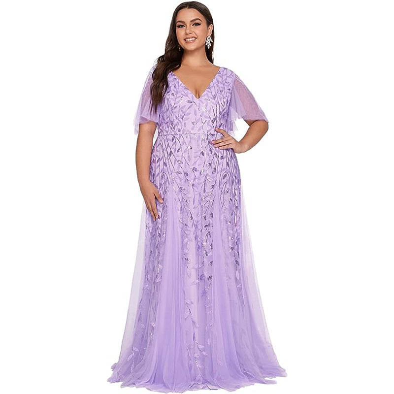 Women's Plus Size Bridesmaid Sequined Net Fishtail Dress Dresses & Tops