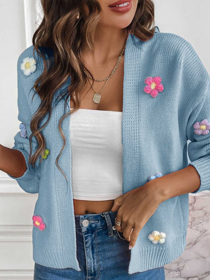 Floral Long Sleeve Open Front Cardigan apparel & accessories