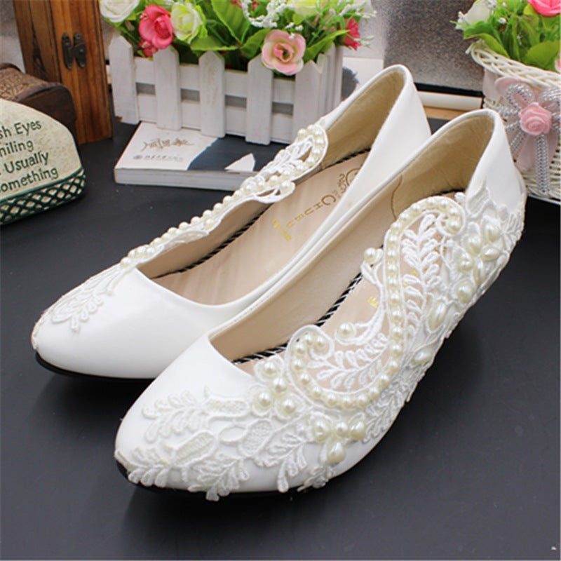 Pearl Large White Wedding Shoes Shoes & Bags