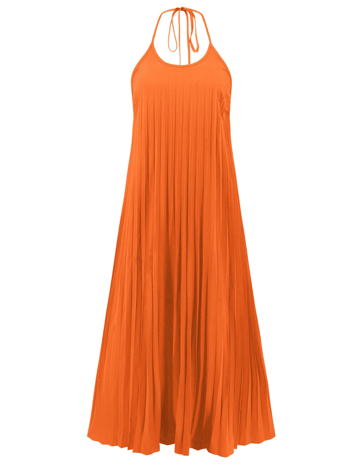 Pleated Halter Neck Sleeveless Dress 