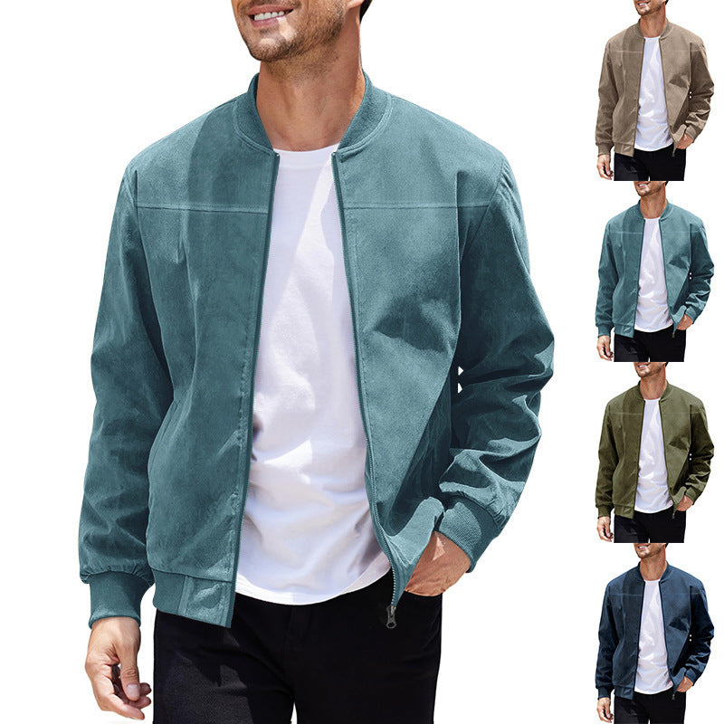 Men's Suede Solid Color Casual Retro Jacket apparels & accessories