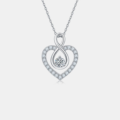 Sterling Silver Heart Shape Necklace 1 Carat Moissanite apparel & accessories