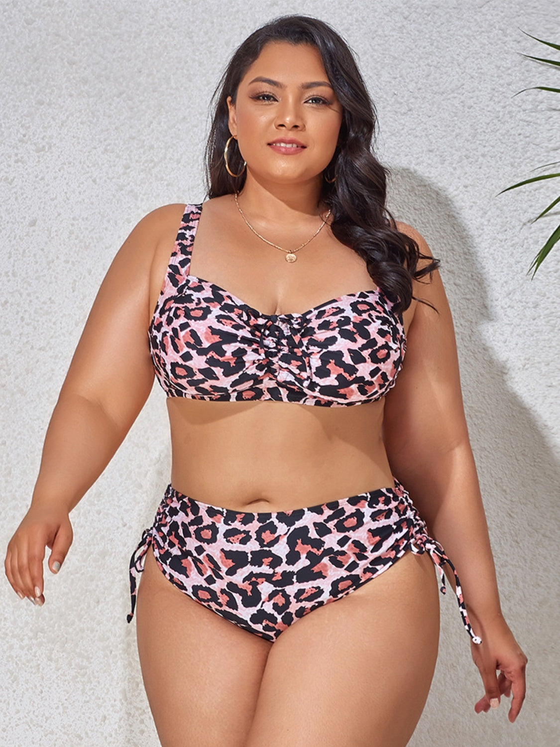 Plus Size Printed Wide Strap Two-Piece Swim Set apparel & accessories