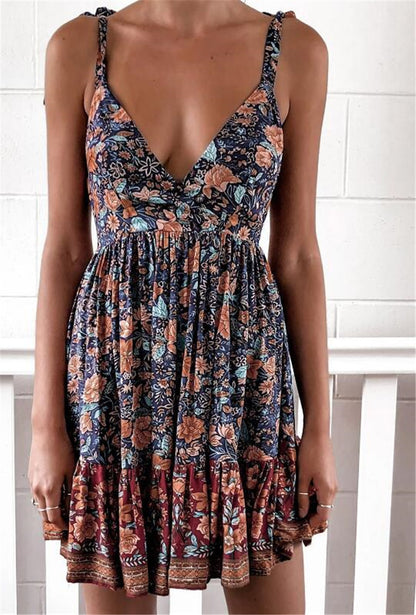 Women's Strappy Low-cut Printed Dress apparels & accessories