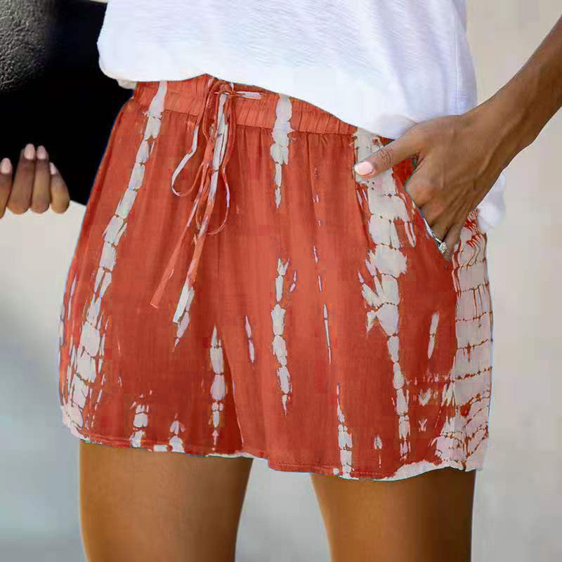 Summer European And American Tie-dye Striped Wide-leg Shorts shorts