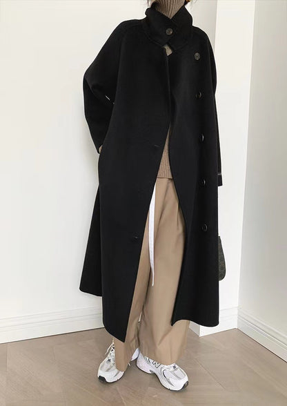 Double-sided Cashmere Coat Simple All-matching Long Turtleneck Cardigan 0