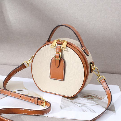 Genuine Leather Mini Small Round Bag Women's Messenger Bag apparel & accessories