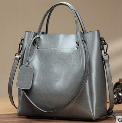 Women's Fashion Simple Portable Oil Wax Cattle Leather Bag apparel & accessories