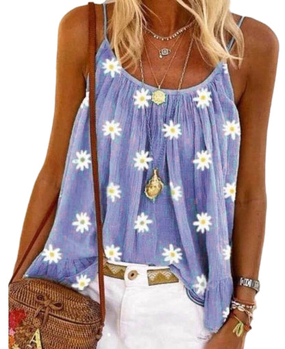 Women's Little Daisy Printed Camisole Large Size Loose Vest apparels & accessories