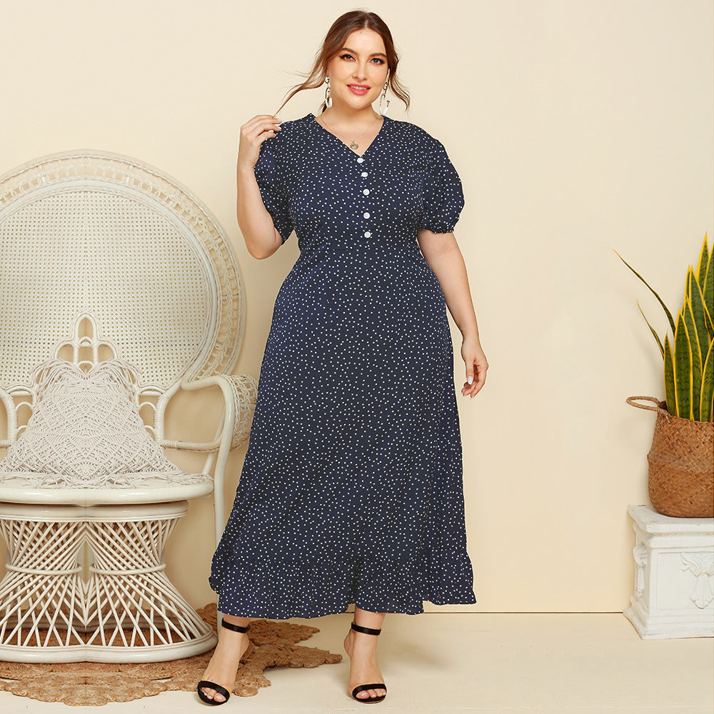 Plus Size Long Fashion Short Sleeve Dress Dresses & Tops