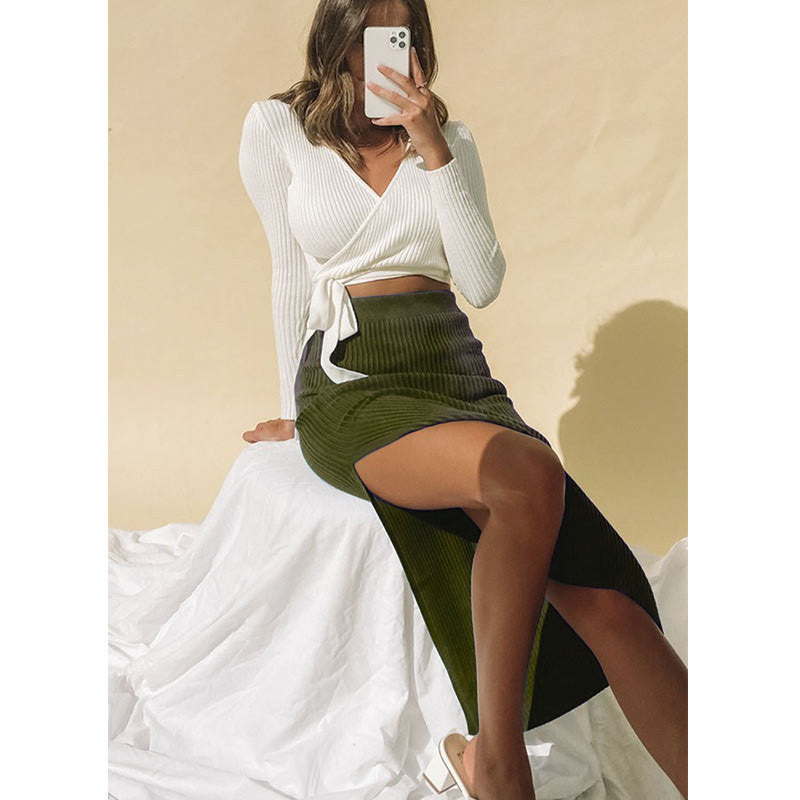 Women Temperament High Waist Irregular Slit Skirt apparels & accessories