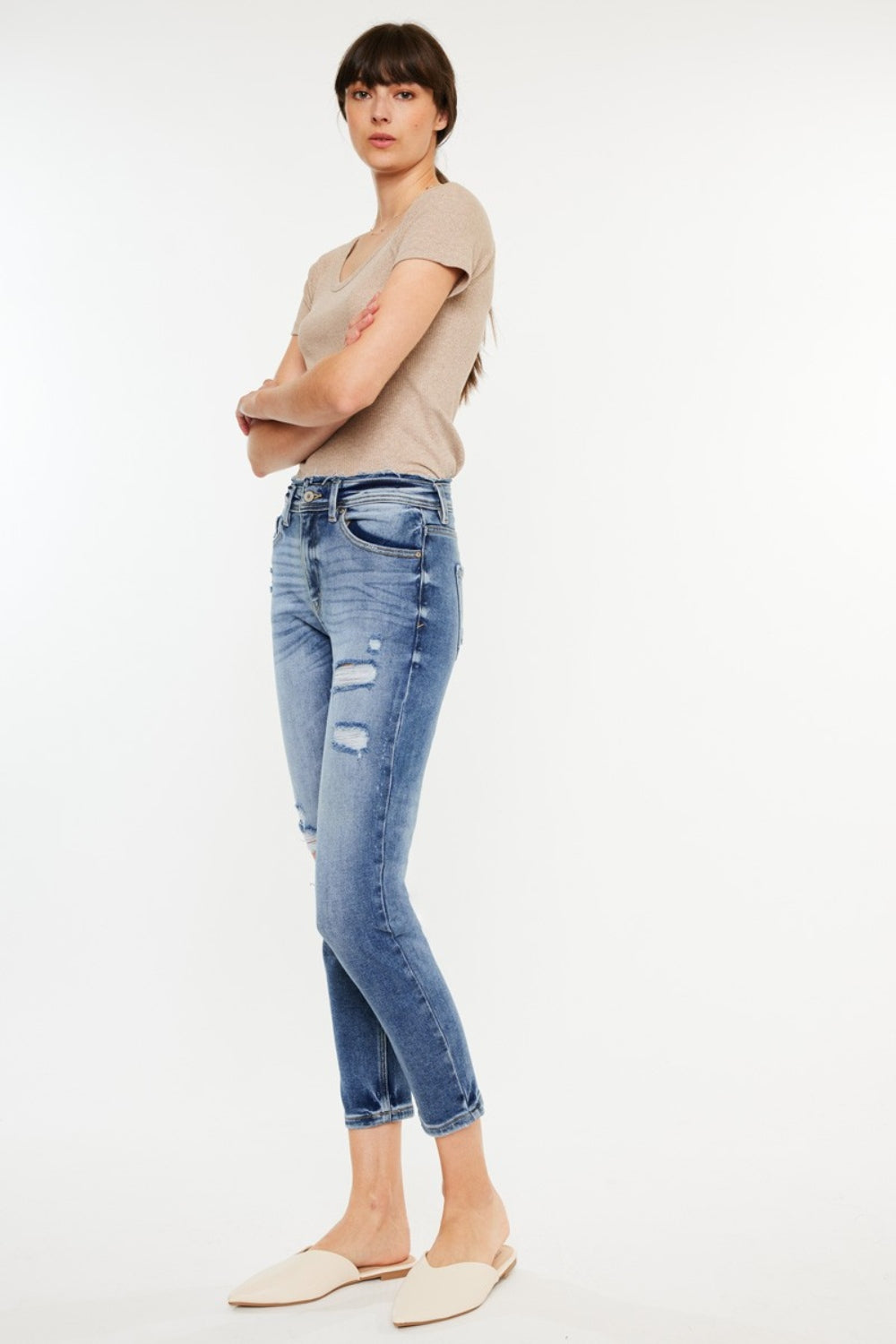 Kancan High Rise Distressed Mom Jeans Bottom wear