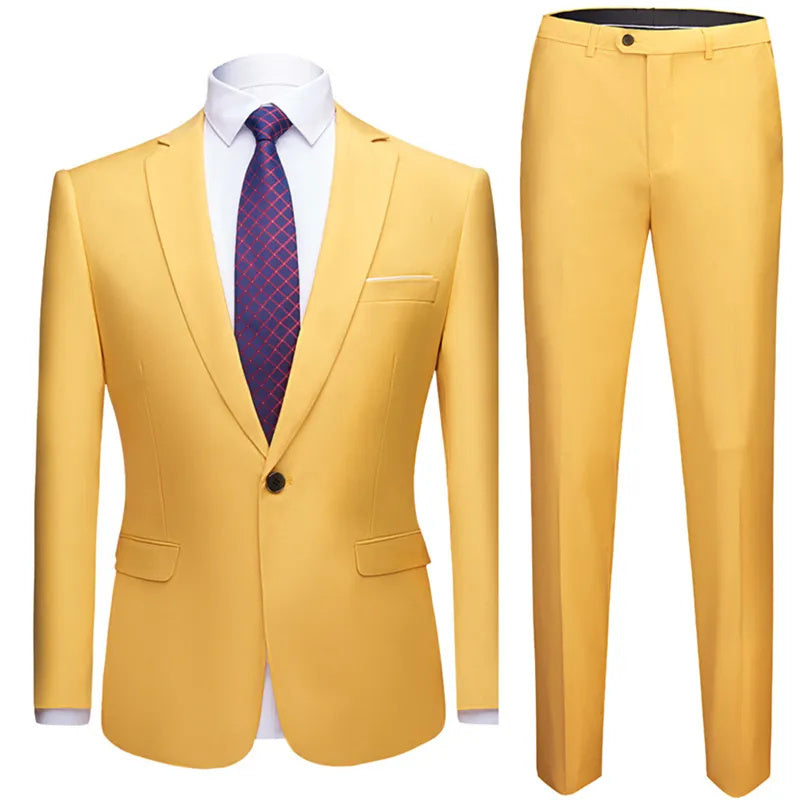 Solid Color Two-piece Plus Size Men's Suit men's clothing