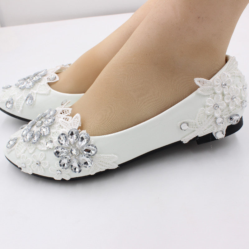 White Oversized Low Heeled Women's Shoes Shoes & Bags