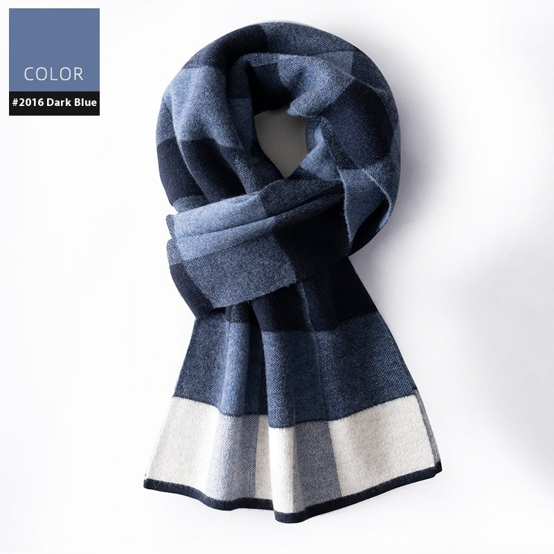 Wool Scarf Men's Winter Plaid Double-sided Scarf Men's Scarves