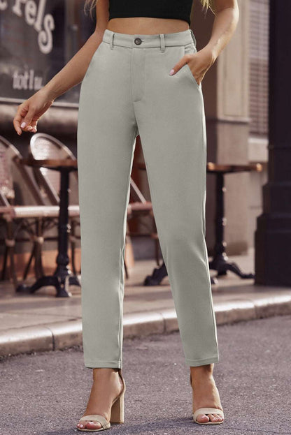 Ankle-Length Straight Leg Pants with Pockets apparel & accessories