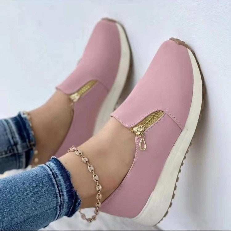 Women Flats Zip Shoes Light Sneakers Shoes & Bags