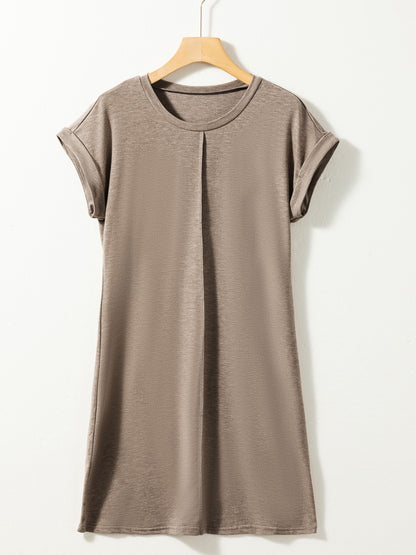 Exposed Seam Round Neck Mini Dress apparel & accessories