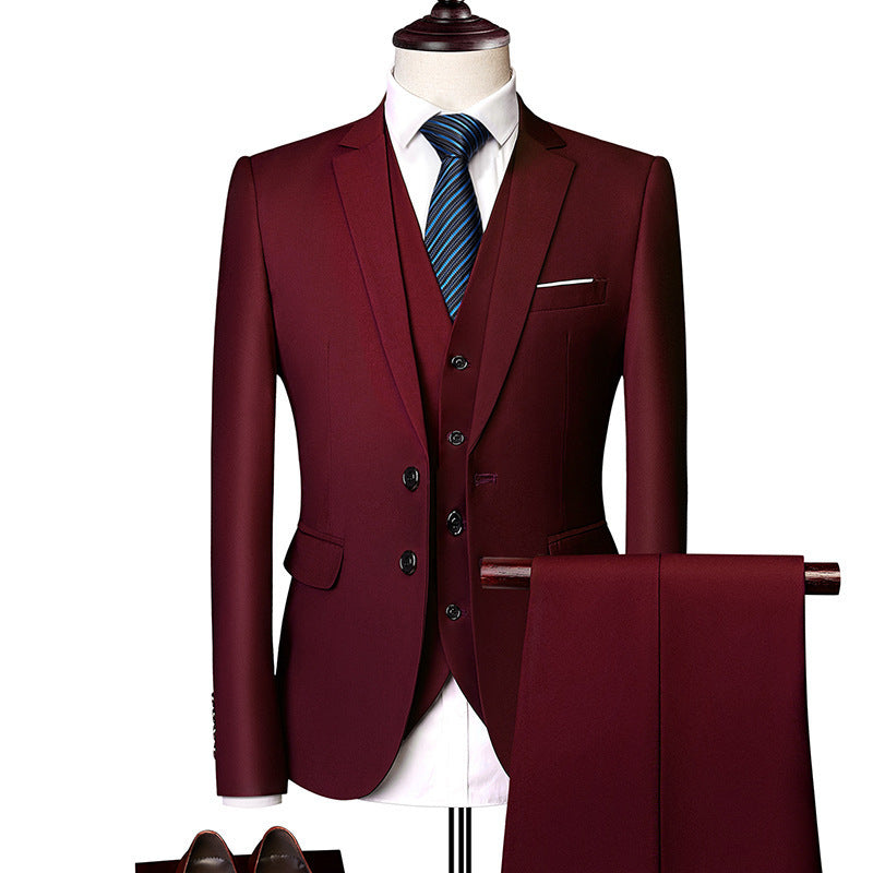 Men's Suit Three-piece Suit British Slim-fitting Wedding Dress Multicolor Plus Size apparels & accessories