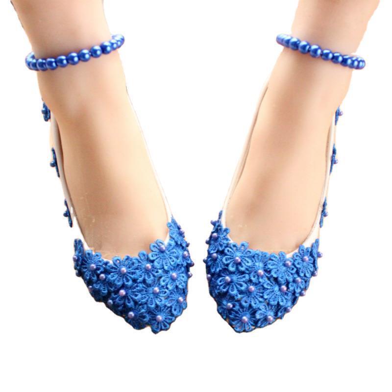 Women's Fashion Blue Pearl Anklet Wedding Shoes Shoes & Bags