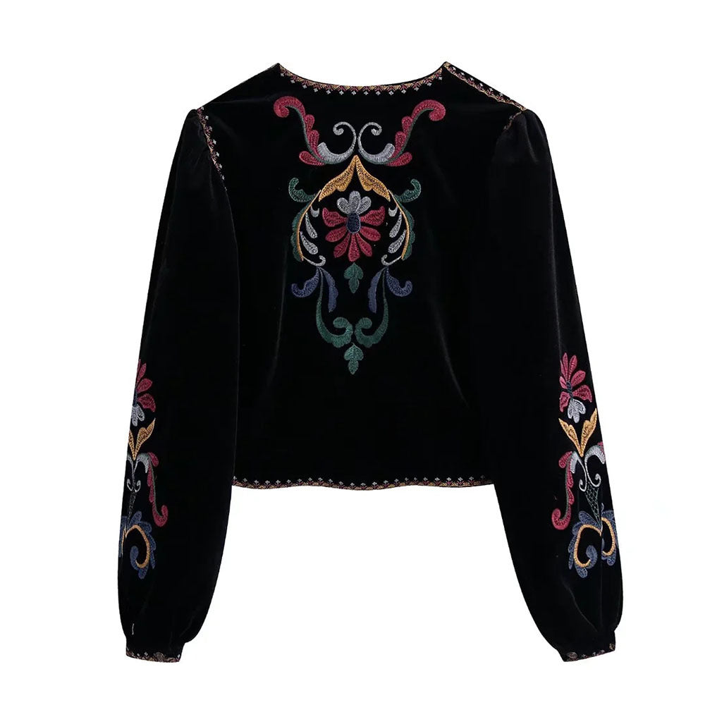 Women's Velvet Embroidered Short Coat Cardigan apparels & accessories