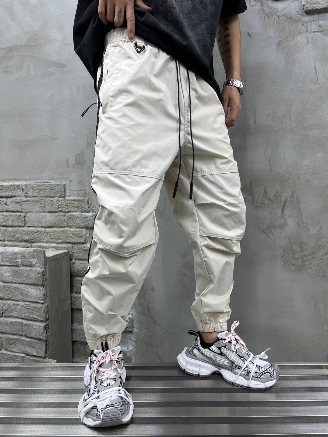 Color Matching Structural Design Sports Casual Pants apparel & accessories