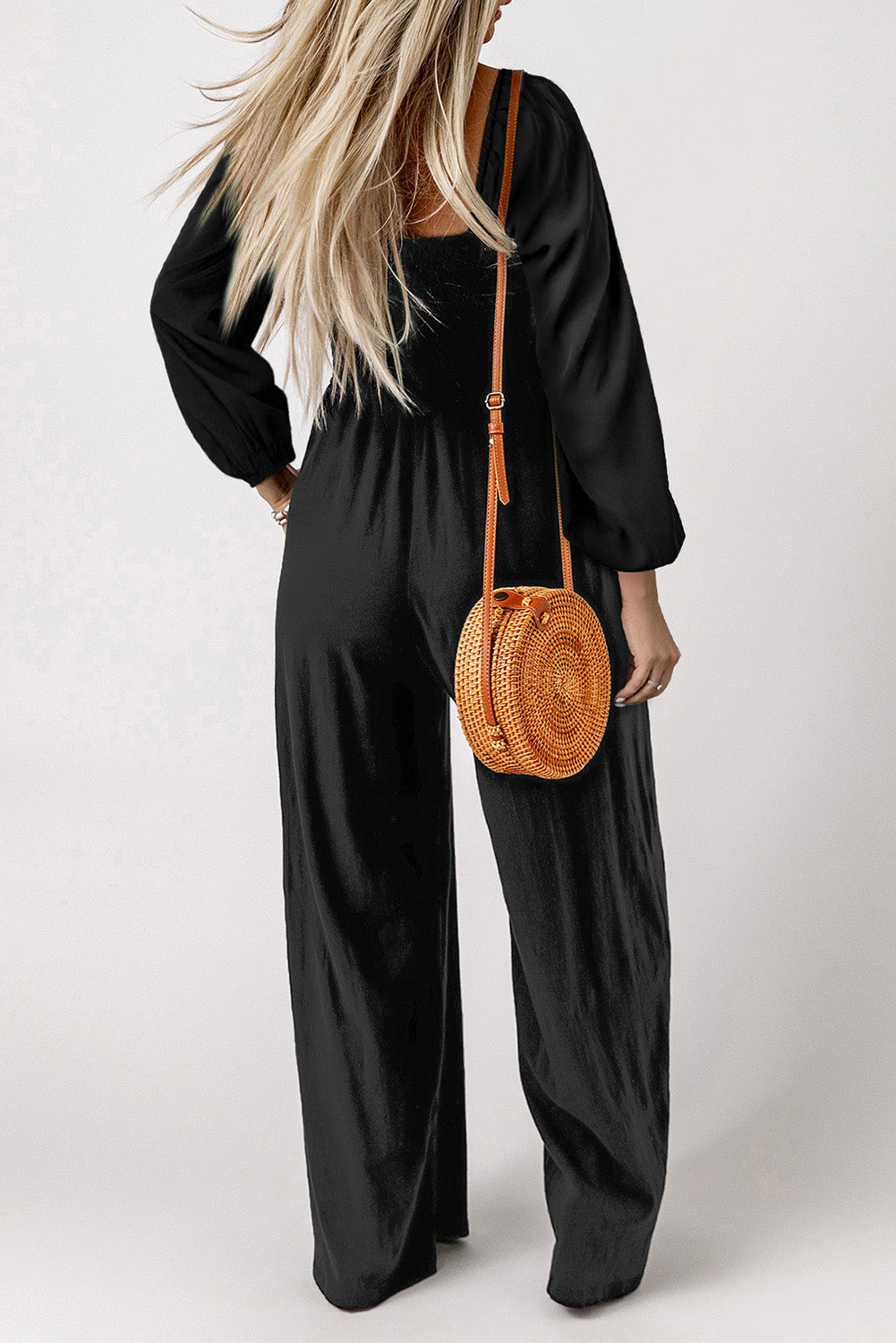 Square Neck Raglan Sleeve Jumpsuit with Pocket Bottom wear