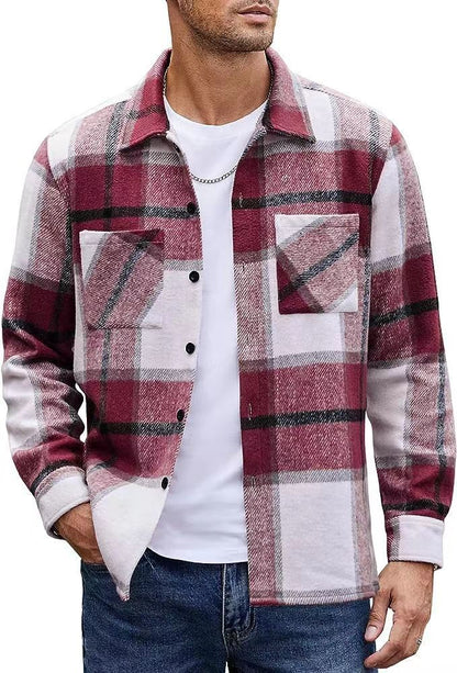 Men's High-end Thermal Plaid Padded Shirt Coat men's clothing