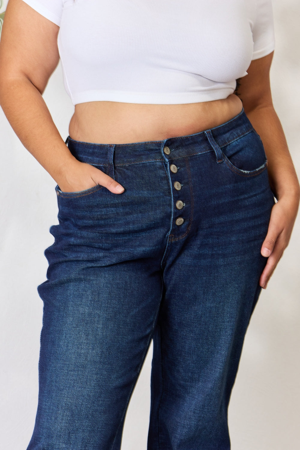 Judy Blue Full Size Button-Fly Straight Jeans Bottom wear