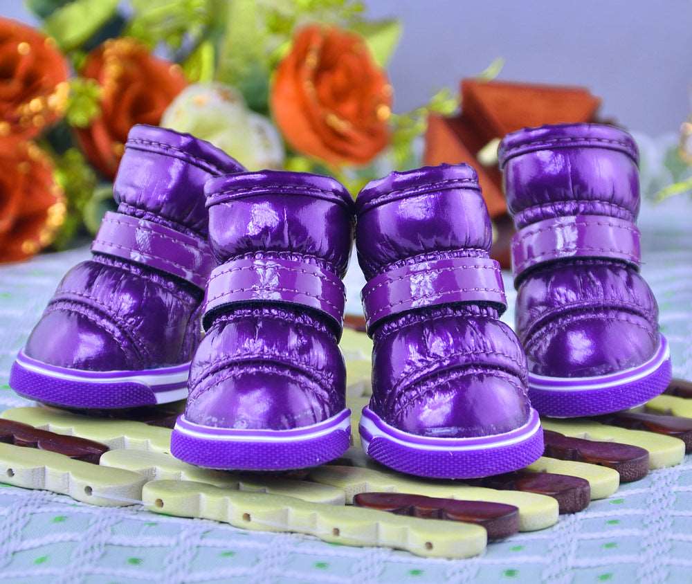 PU Warm Pet Dog Shoes In Winter pet cloths