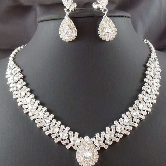 Bride Wedding Accessories Earrings Set Drop Necklace Jewelry