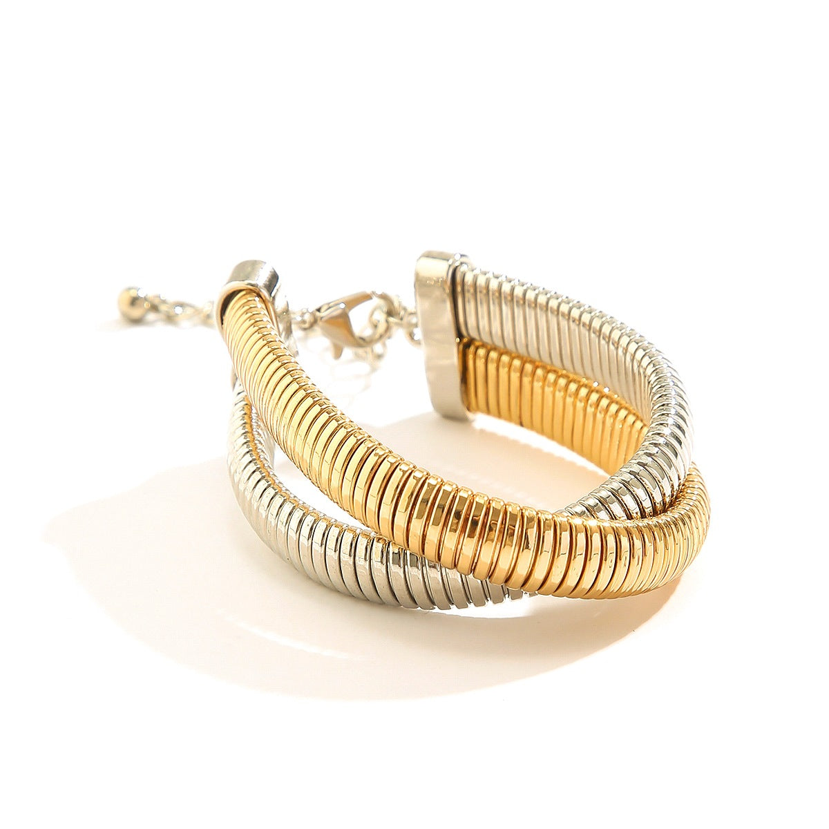 Women's Metal Double Ring Spiral Bracelet Jewelry