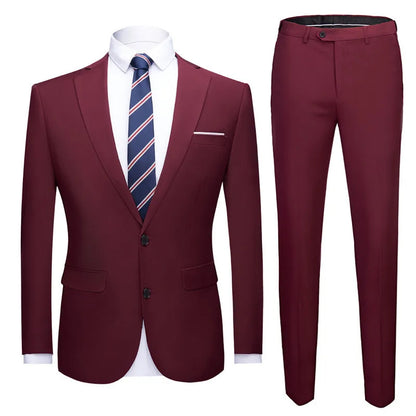 Solid Color Two-piece Plus Size Men's Suit men's clothing