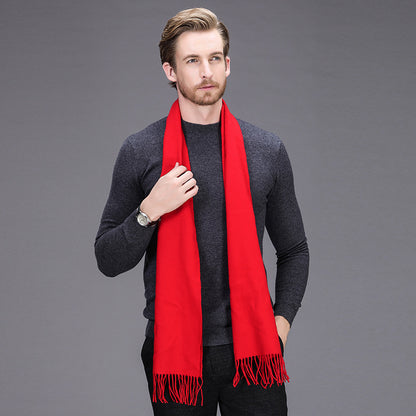 High-end brand winter cashmere scarf Men and women with pure wool warm retro thickened long collar Men's Scarves