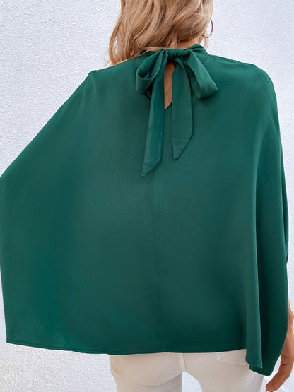 Tie Back Mock Neck Blouse apparel & accessories