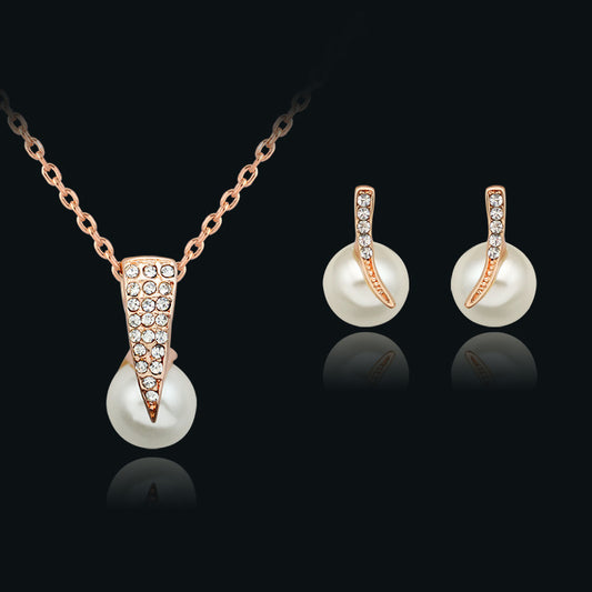 Rhinestone Pearl Necklace Set Wedding Jewelry Jewelry
