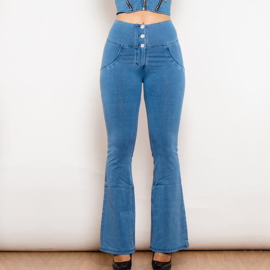 Light Blue Shaping Jeans Women High Waist Flare Jeans apparel & accessories