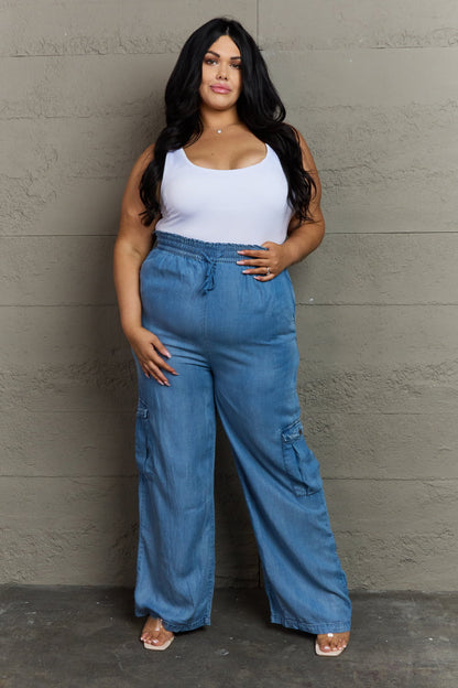 GeeGee Out Of Site Full Size Denim Cargo Pants Bottom wear