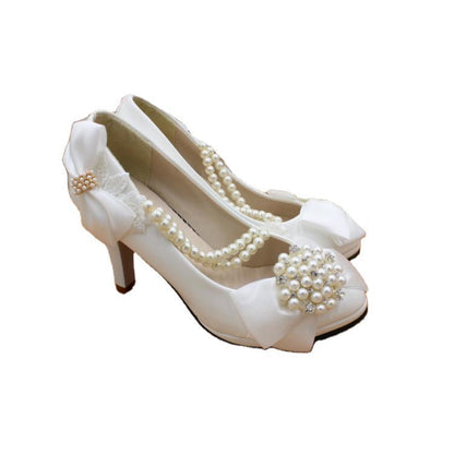 Fashion Simple Bridal Shoes Bow High Heels Shoes & Bags