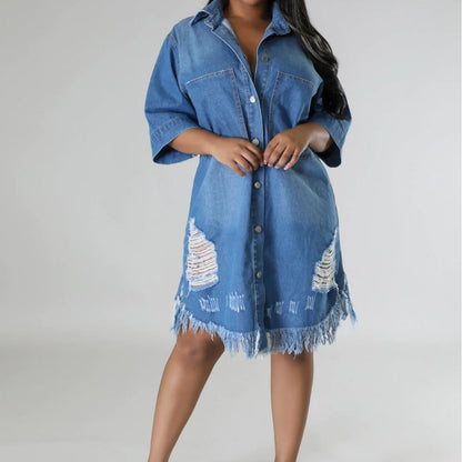 Women's Fashion Denim Long Dress apparel & accessories