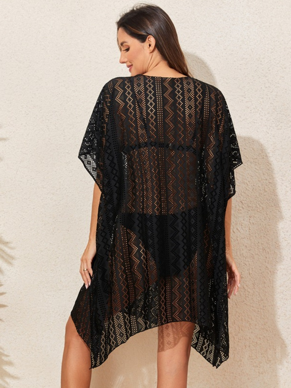 Openwork V-Neck Half Sleeve Cover-Up apparel & accessories