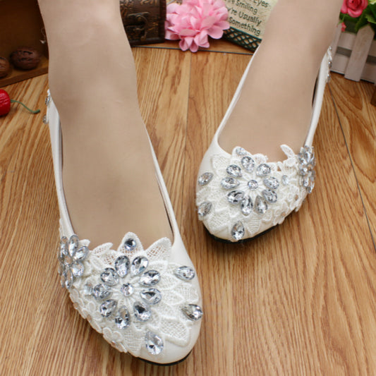 White Oversized Low Heeled Women's Shoes Shoes & Bags